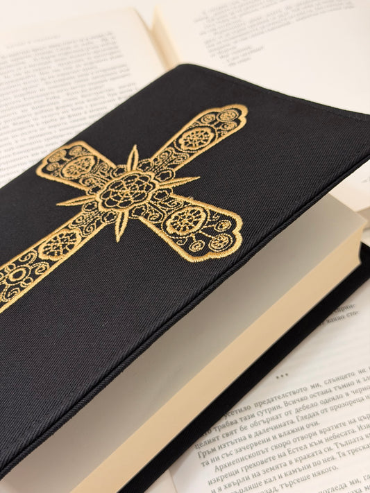 Embroidered Cross Bible Cover β Padded Linen Bible Sleeve, Christian Gift, Protective Bible Case by Lullaby Crafts World
