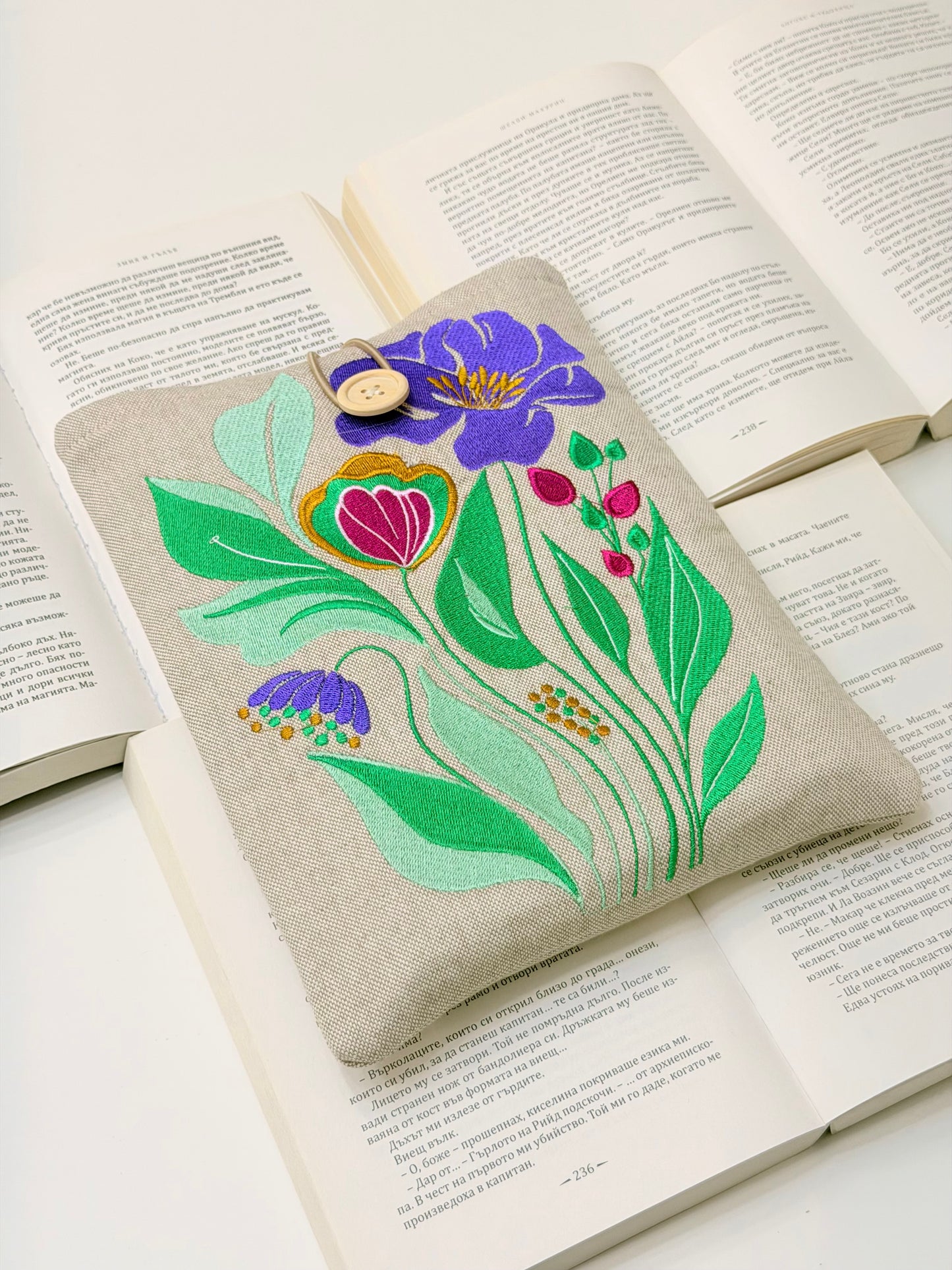 Elegant Embroidery Flower Book Sleeve | Lullaby Crafts World