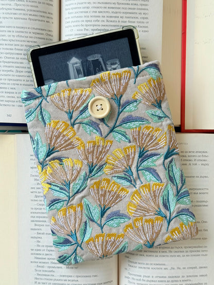 Handmade Embroidery Flower Kindle Sleeve – Padded E-Reader Cover