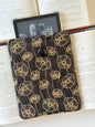 Handmade Gold Embroidery Poppy Flower Kindle Sleeve – Padded E-Reader Protector, Floral Book Cover
