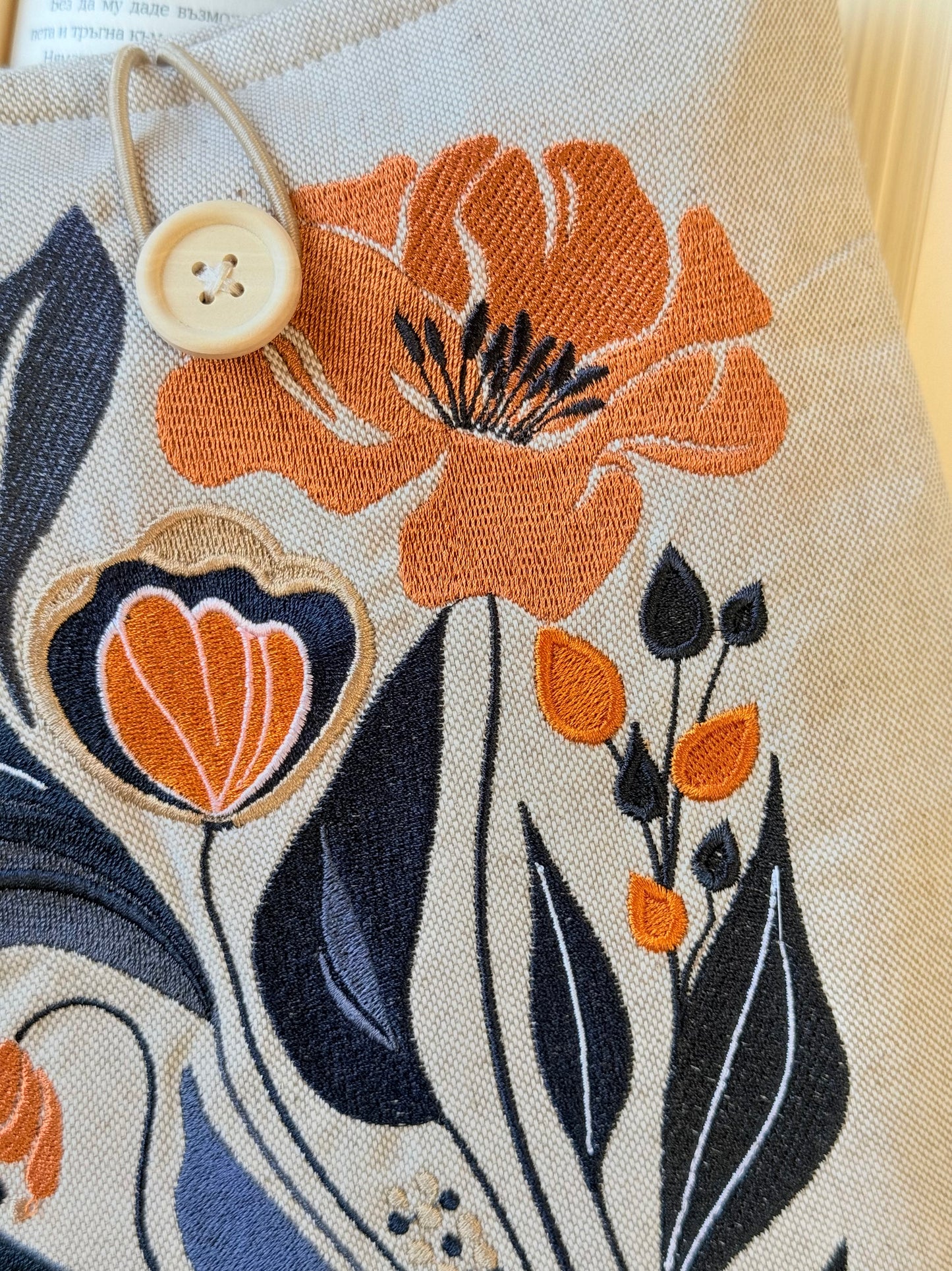 Floral Embroidery Book Sleeve Handmade, Padded Protective Cover for Novels, Kindle & Tablets