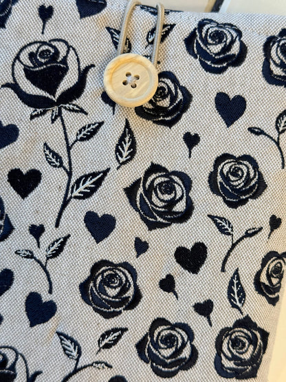 Handmade Black Embroidery Roses Book Sleeve – Gothic Floral Padded Cover for Books, Kindle & E-Readers