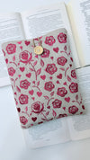 Embroidery Roses Book Sleeve – Handmade Padded Linen Cover for Books and E-Readers