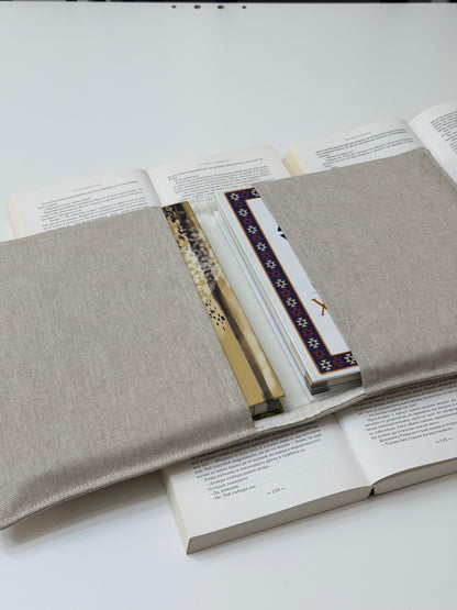 Embroidery Flower Double Book Cover – Handmade Elastic Closure Sleeve for Two Books