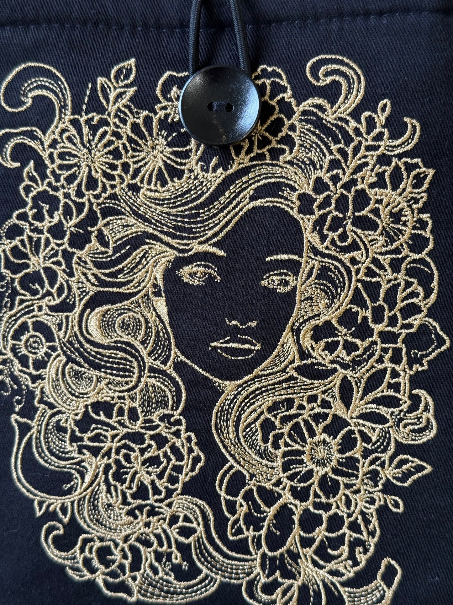 Fairytale Flower Girl Embroidery Kindle Sleeve – Padded E-Reader Protector, Floral Book Cover