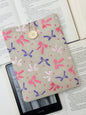 Embroidered Ribbons Kindle Sleeve – Padded Linen E-Reader Cover, Handmade Device Protector by Lullaby Crafts World