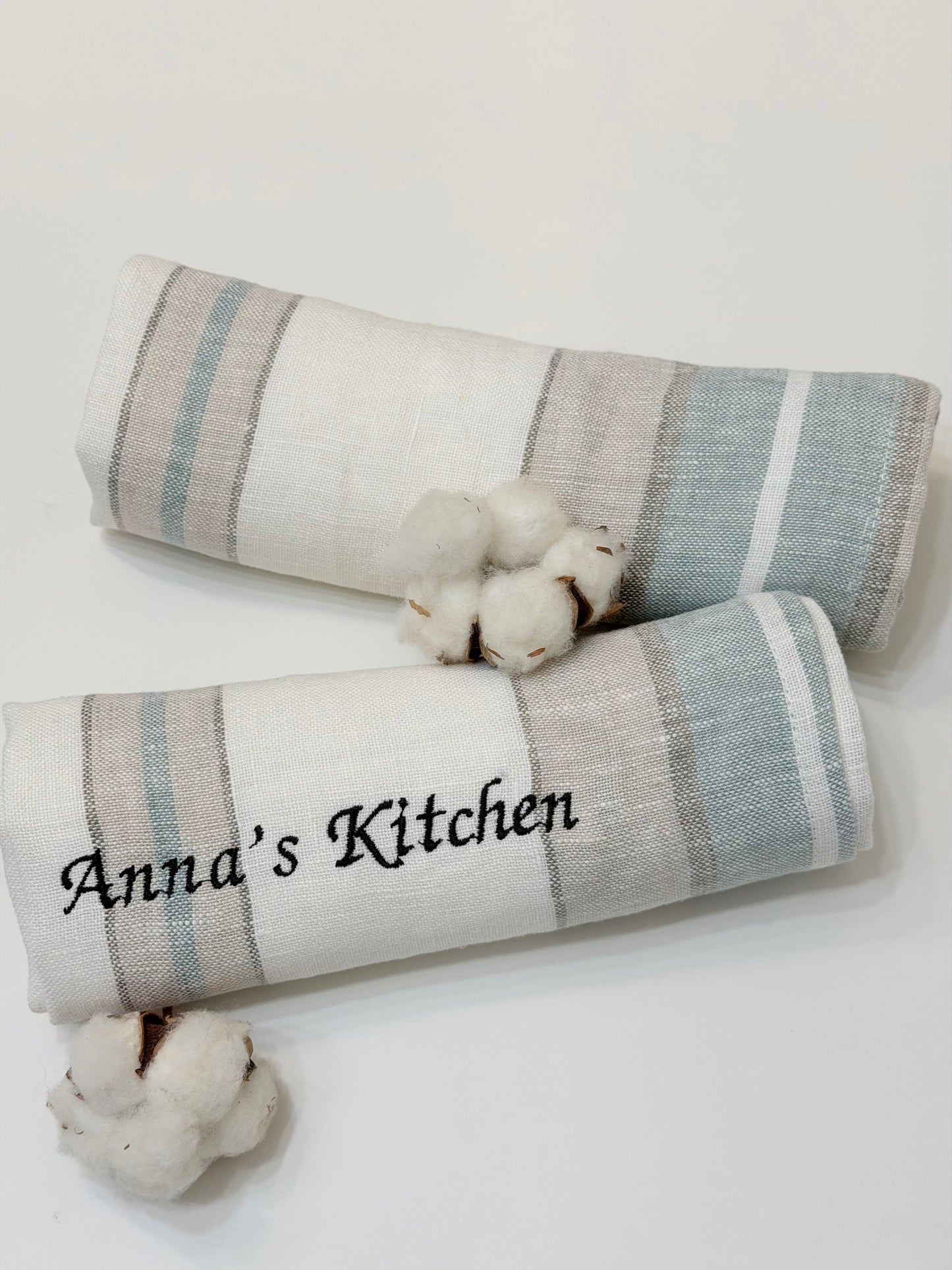 Personalised Kitchen Towel with Name or Initials | Custom Embroidered Tea Towel