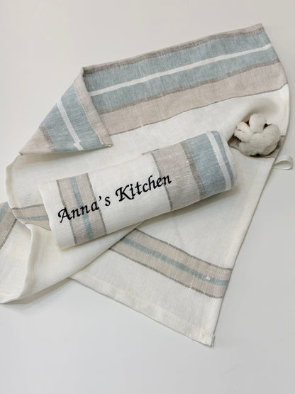 Personalised Kitchen Towel with Name or Initials | Custom Embroidered Tea Towel