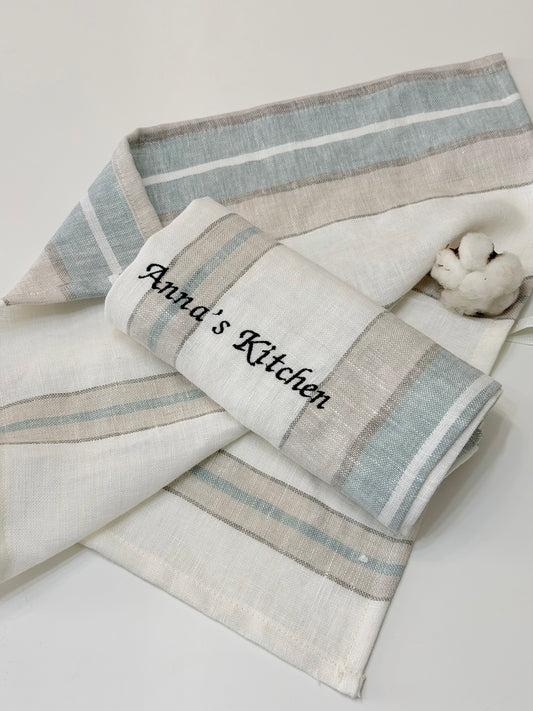 Personalised Kitchen Towel with Name or Initials | Custom Embroidered Tea Towel