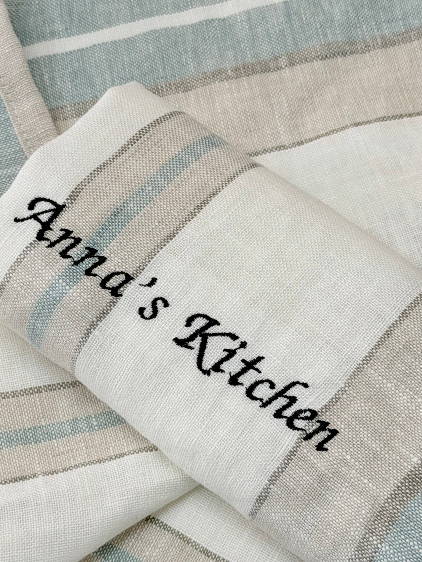 Personalised Kitchen Towel with Name or Initials | Custom Embroidered Tea Towel