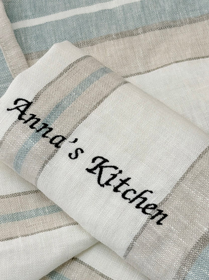 Personalised Kitchen Towel with Name or Initials | Custom Embroidered Tea Towel