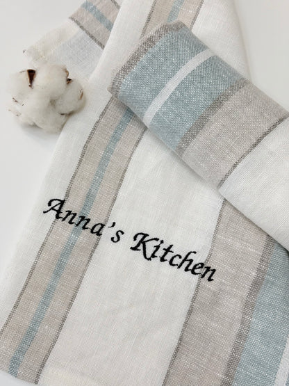 Personalised Kitchen Towel with Name or Initials | Custom Embroidered Tea Towel