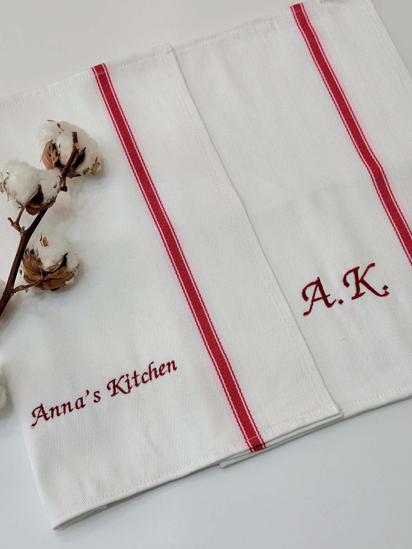 Personalised Kitchen Towel with Name or Initials | Custom Embroidered Tea Towel