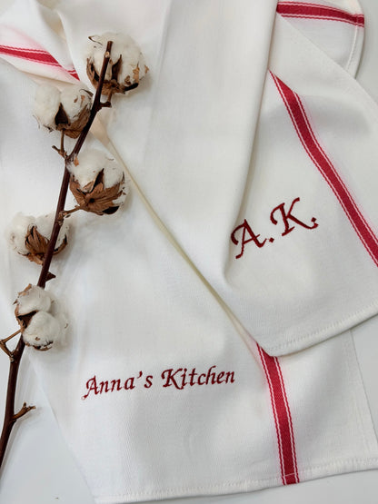 Personalised Kitchen Towel with Name or Initials | Custom Embroidered Tea Towel
