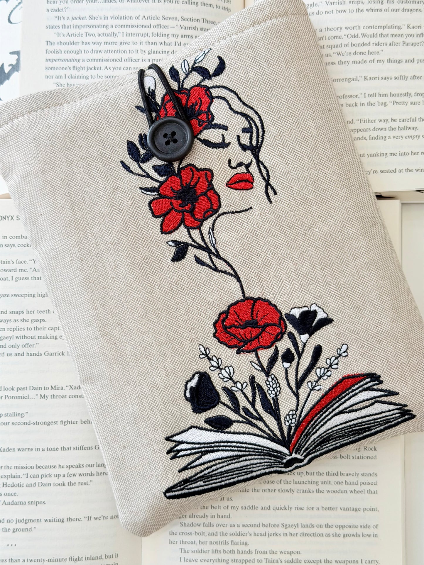 handmade embroidered book sleeve padded fabric book cover
