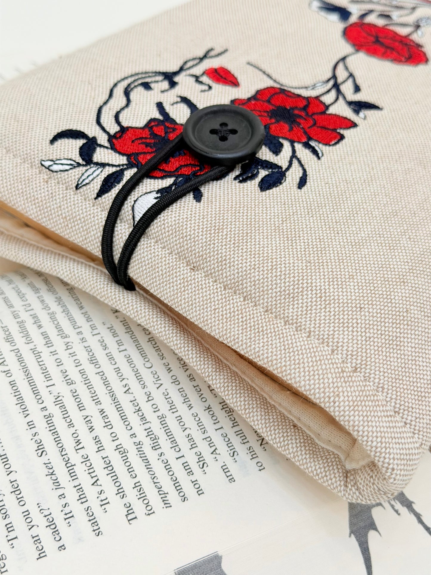 Floral Woman Embroidered Book Sleeve | Book Lover Gift
