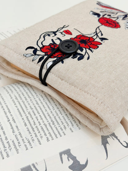 Floral Woman Embroidered Book Sleeve | Book Lover Gift