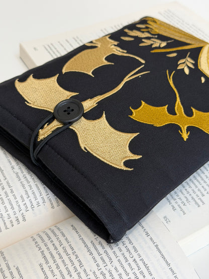 Gold Dragon Embroidered Book Sleeve | Book Lover Gift