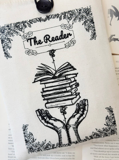 Embroidered Book Sleeve – Luxury Book Lover Gift, Padded Fabric Cover