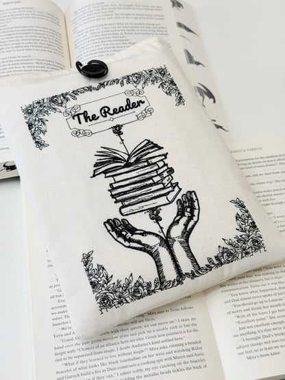 Embroidered Book Sleeve – Luxury Book Lover Gift, Padded Fabric Cover