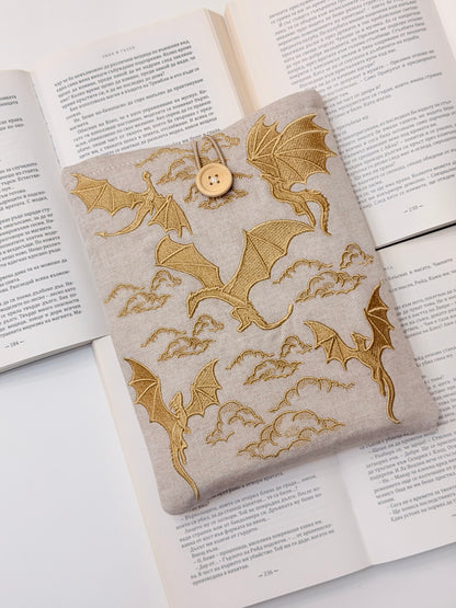 Embroidery Gold Dragons Padded Book Sleeve | Lullaby Crafts World
