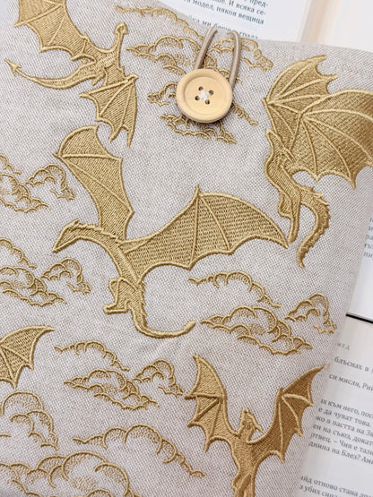 Embroidery Gold Dragons Padded Book Sleeve | Lullaby Crafts World