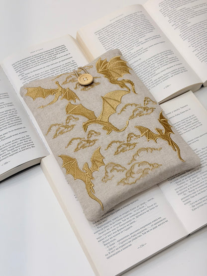 Embroidery Gold Dragons Padded Book Sleeve | Lullaby Crafts World