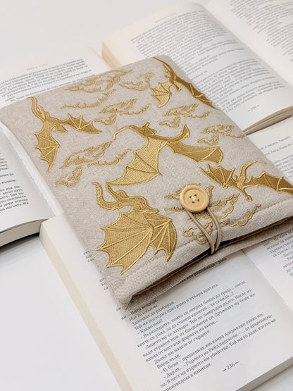 Embroidery Gold Dragons Padded Book Sleeve | Lullaby Crafts World