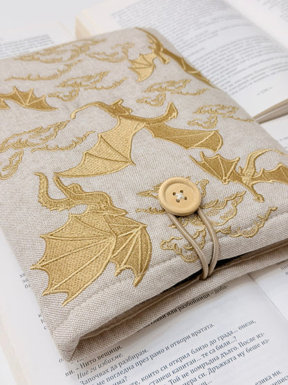 Embroidery Gold Dragons Padded Book Sleeve | Lullaby Crafts World