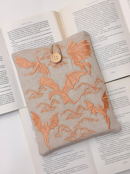Embroidery Copper Gold Dragons Padded Book Sleeve | Lullaby Crafts World