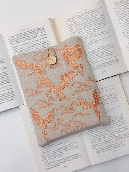 Embroidery Copper Gold Dragons Padded Book Sleeve | Lullaby Crafts World