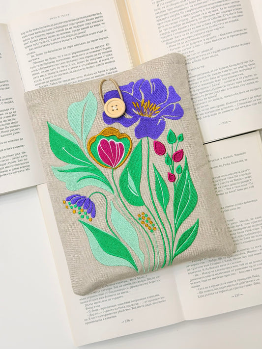 Elegant Embroidery Flower Book Sleeve | Lullaby Crafts World