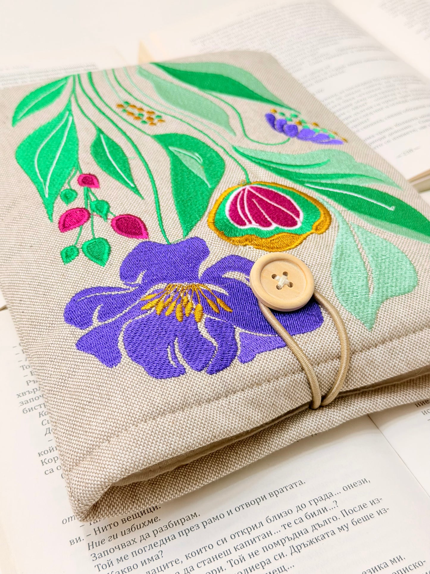 Elegant Embroidery Flower Book Sleeve | Lullaby Crafts World
